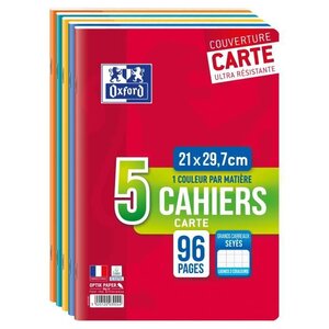 OXFORD - Lot de 5 cahiers agrafés 96 pages seyes 21 x 29,7 cm - 90g