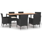 vidaXL Ensemble à manger de jardin coussins 7Pièces Noir Résine tressée