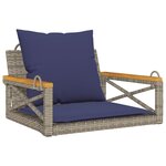 vidaXL Balancelle avec coussins gris 63x62x40 cm résine tressée