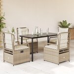 vidaXL Ensemble à manger de jardin avec coussins 5Pièces Beige poly rotin