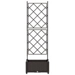 vidaXL Bac à fleurs avec Treillis Marron 40 x 40 x 125.5 cm PP