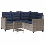 vidaXL Canapé de jardin avec table et coussins en forme de L gris