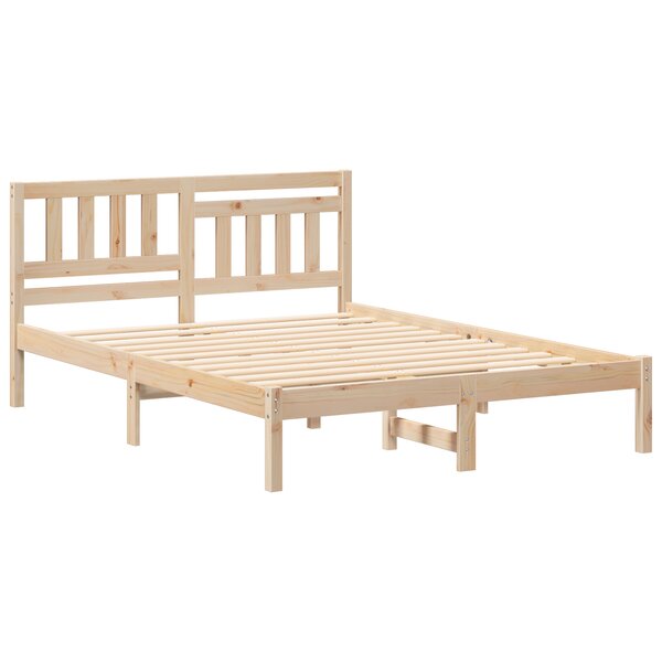 vidaXL Cadre de lit Marron 135 x 190 cm Bois massif en pin