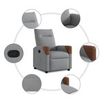 vidaXL Fauteuil inclinable Gris clair Tissu