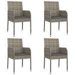 vidaXL Ensemble à manger de jardin coussins 5 Pièces noir et gris