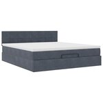 VidaXL Cadre de lit ottoman avec matelas gris foncé 180x200 cm velours