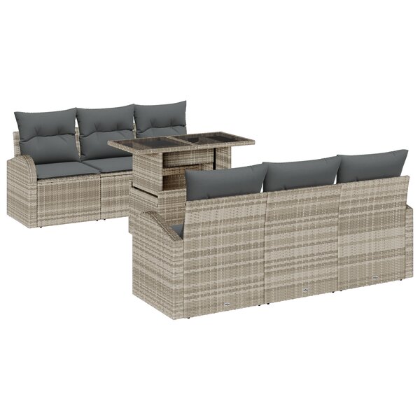 vidaXL Ensemble de canapé de jardin 7 pièces avec coussins – Rattan gris clair