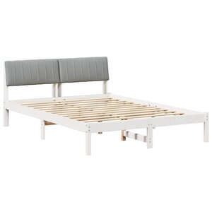 vidaXL Cadre de lit avec tête de lit Blanc et gris clair 135 x 190 cm