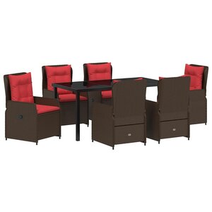 vidaXL Ensemble de salle à manger pour jardin 7 Pièces Marron Poly rotin