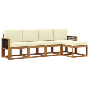 vidaXL Ensemble de canapés d'extérieur 5 pc Naturel et Crème Polyester