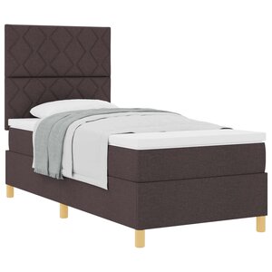 vidaXL Lit à ressorts avec tête de lit Marron foncé 100 x 200 cm tissu