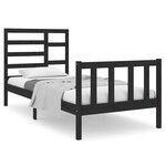 vidaXL Cadre de lit sans matelas noir bois massif 75x190 cm