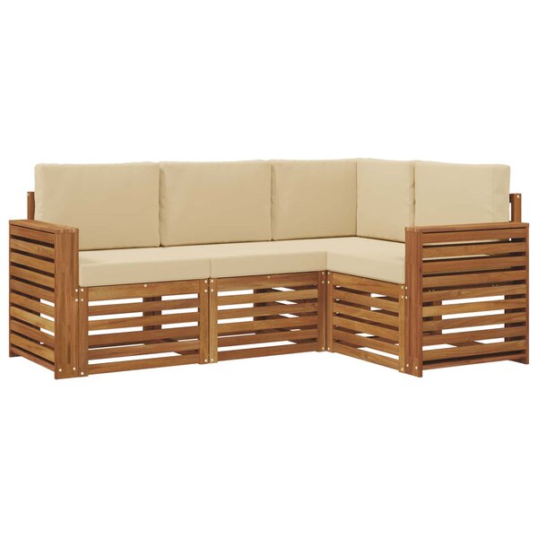 vidaXL Ensemble de canapés d'extérieur 4 pc Naturel et Beige Polyester