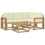 vidaXL Ensemble de canapés d'extérieur 5 Pièces Blanc et crème