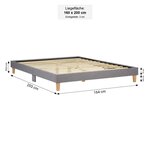 Lit Futon Double 160 x 200 Tissu Gris