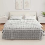 vidaXL Couverture en Fourrure de Lapin Synthétique Gris 240 x 270 cm