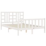 vidaXL Cadre de lit avec tête de lit blanc double bois massif