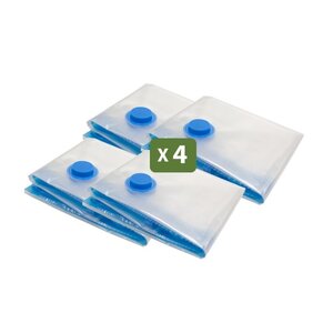 Pack and Move - Lot 4 Housses Rangement Sous Vide - Taille M 60 x 80 cm - Sac de Compression - Manteaux  Habils Ski - Moyen Format - Fermeture Zip
