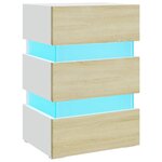 vidaXL Table de chevet à LED Blanc et chêne sonoma 45x35x67 cm