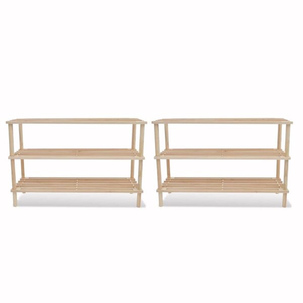 vidaXL Range-chaussures à 3 étagères 2 Pièces Bois de sapin solide
