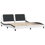 vidaXL Cadre de lit sans matelas Zadar blanc et noir 200x200 cm similicuir