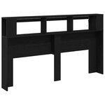 vidaXL Tête de lit LED avec étagère Chêne noir 180 x 18.5 x 103.5 cm
