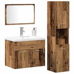 vidaXL Ensemble de mobilier de salle de bain avec étagère 4 Pièces Marron