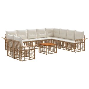 vidaXL Ensemble de canapés d'extérieur 11 pc Blanc Naturel et Crème