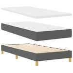 vidaXL Lit à ressorts avec matelas Gris foncé 90 x 190 cm tissu
