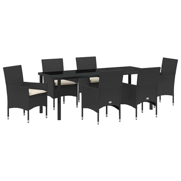 vidaXL Ensemble de salle à manger pour jardin 7 pc Noir polyrotin