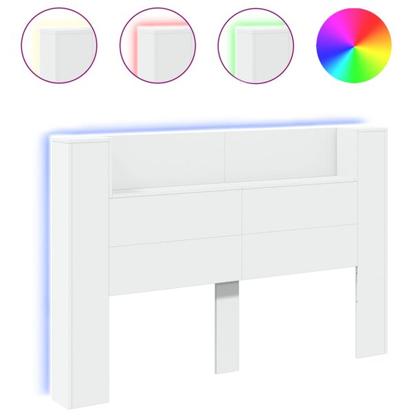 vidaXL Armoire tête de lit avec LED blanc 160x16 5x103 5 cm