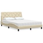 vidaXL Lit avec matelas crème 140x190 cm tissu