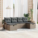 vidaXL Ensemble de canapé de jardin 6 Pièces Gris 251 x 117 x 85 cm