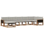 vidaXL Ensemble de canapés d'extérieur 7 Pièces Naturel et gris clair