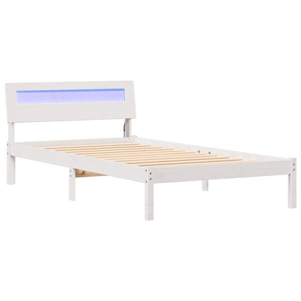 vidaXL Cadre de lit Blanc 90 x 200 cm Bois massif en pin
