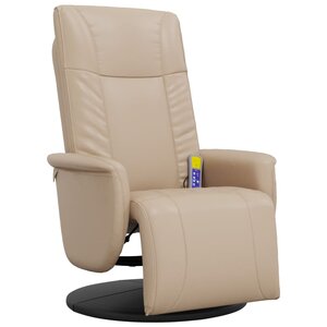 vidaXL Fauteuil inclinable de massage repose-pieds cappuccino