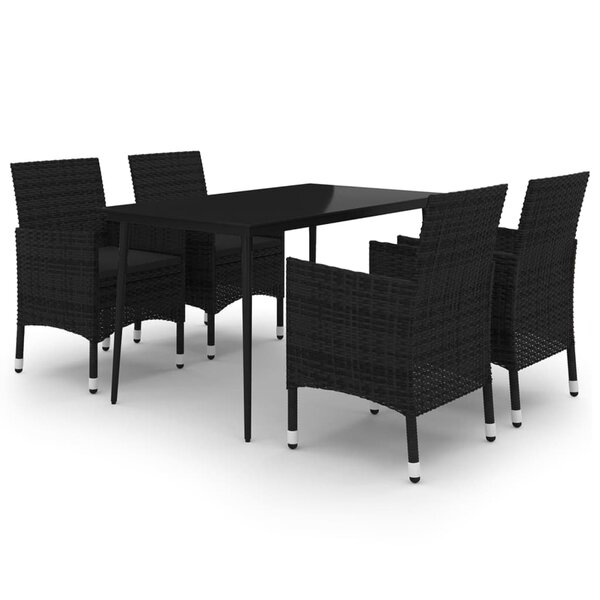 vidaXL Mobilier à dîner de jardin coussins 5 Pièces Résine tressée Verre