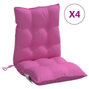 vidaXL Coussins de chaise à dossier bas lot de 4 rose tissu oxford