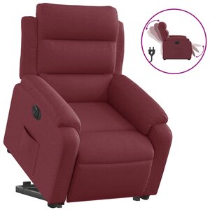 vidaXL Fauteuil inclinable électrique rouge bordeaux tissu