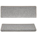 vidaXL Tapis d'escalier 15 pièces 65 x 21 x 4 cm Gris clair Bord rectangulaire