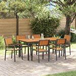 vidaXL Ensemble de salle à manger pour jardin 7 Pièces Noir et marron