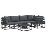 vidaXL Ensemble de canapé de jardin avec coussin 6 Pièces Noir Aluminium