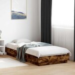 vidaXL Cadre de lit avec LED Chêne fumé 80 x 200 cm Bois d'ingénierie