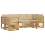 vidaXL Ensemble de canapés d'extérieur 6 pc Blanc et Beige Polyester