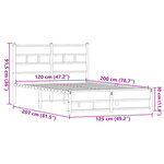 vidaXL Cadre de lit en métal sans matelas chêne marron 120x200 cm