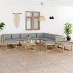 Vidaxl salon de jardin 12 pièces avec coussins bois de pin imprégné