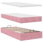 vidaXL Cadre de lit ottoman avec matelas rose 90x200 cm velours