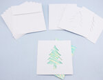 5 Cartes et enveloppe DIY blanches 13x13cm Sapin