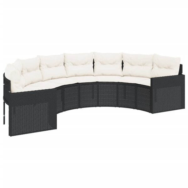vidaXL Canapé de jardin avec coussins demi-rond noir résine tressée