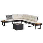 vidaXL Salon de jardin avec coussins 2Pièces noir résine tressée et verre
